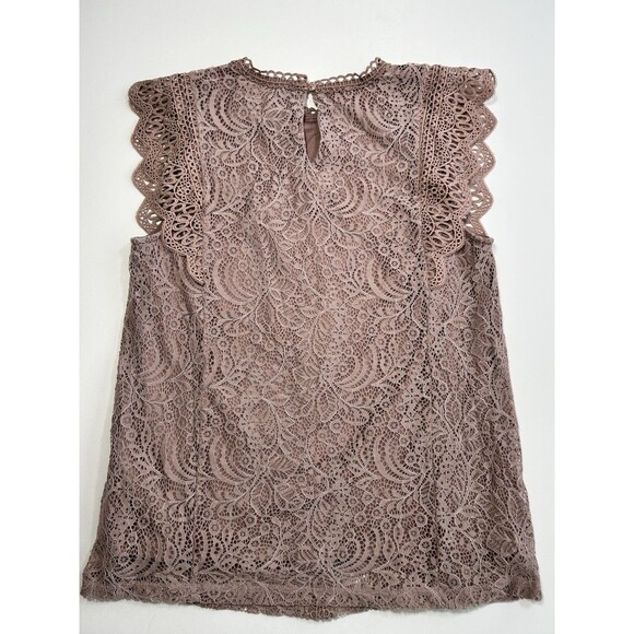 Romantic Cottagecore Mauve Lace Sleeveless Top Cable & Gauge Size L - Picture 5 of 13